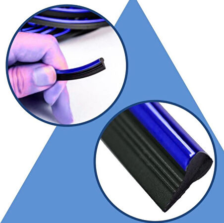 Zhltools Mavi Araba Oto Trim Dekorasyon Şeridi Kauçuk Elastik Kolay Kurulum 5 metre Şerit Bant