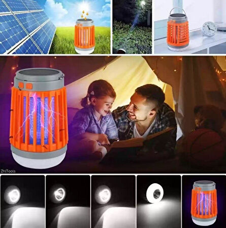 Zhltools Askılı Solar Enerji İle Şarj Olabilen Sinek Öldürücü Kamp Feneri Işıldak