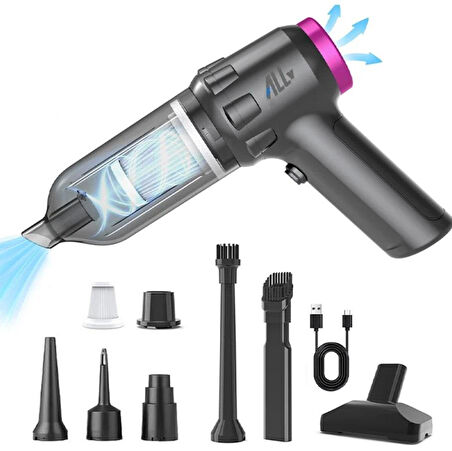 Zhltools 14000pa Güçlü Portatif 2 Kademeli Tasinabilir Vakumlu Kablosuz Üflemeli Mini Oto Araç Süpürgesi