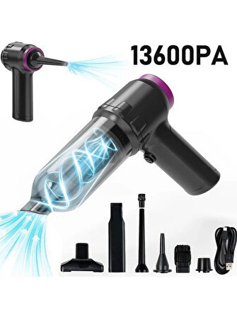 Zhltools 14000pa Güçlü Portatif 2 Kademeli Tasinabilir Vakumlu Kablosuz Üflemeli Mini Oto Araç Süpürgesi