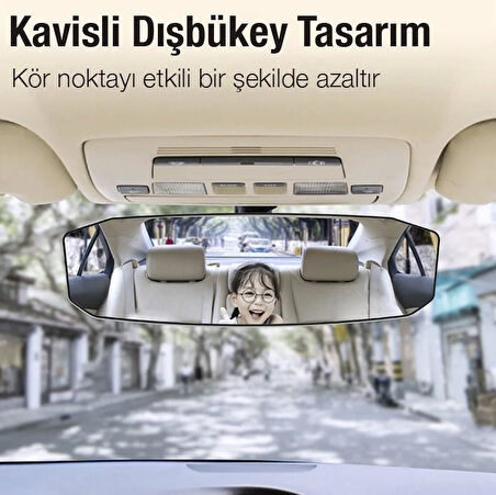 Zhltools SD-2415 Kavisli Dışbükey Geniş Açılı Araç Dikiz Aynası 299x90mm