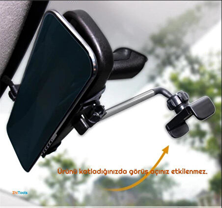 Zhltools Araç İçi Dikiz Aynası Telefon Tutucu Teleskopik Telefon Tutacağı Beyaz