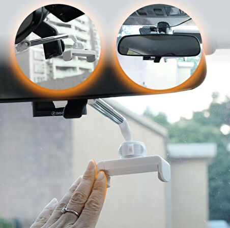 Zhltools Araç İçi Dikiz Aynası Telefon Tutucu Teleskopik Telefon Tutacağı Beyaz