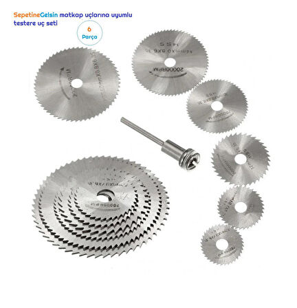 Sepetinegelsin Metal 6 Parça Mini Matkap Ucu Ahşap Kesme Yuvarlak Çelik Bıçak Disk Testere Seti Kiti