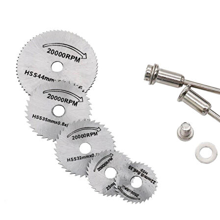 Sepetinegelsin Metal 6 Parça Mini Matkap Ucu Ahşap Kesme Yuvarlak Çelik Bıçak Disk Testere Seti Kiti