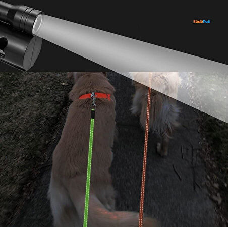 Süslüpati Çok Fonksiyonlu Çift Köpek Gezdirme Tasması Kırmızı