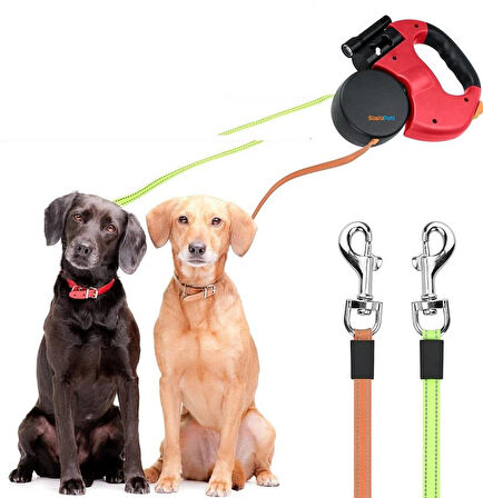 Süslüpati Çok Fonksiyonlu Çift Köpek Gezdirme Tasması Kırmızı