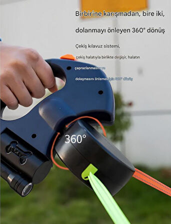 Süslüpati Çok Fonksiyonlu Çift Köpek Gezdirme Tasması Lacivert