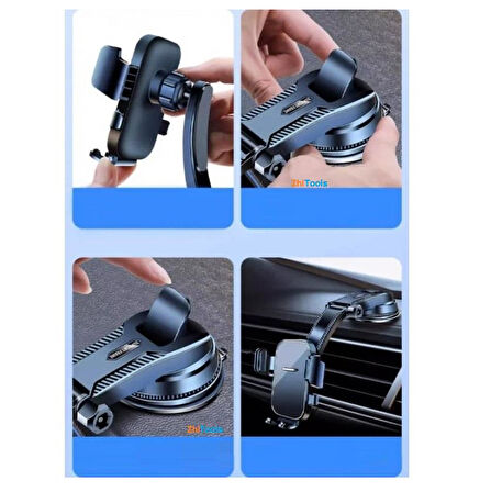 Zhltools Torpido Üstü Vakumlu Araç Telefon Tutucu Ayarlanabilir Uzun Kollu