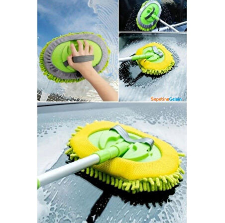 Sepetinegelsin Yedek Bezli Mikrofiber Araba Yıkama Fırçası