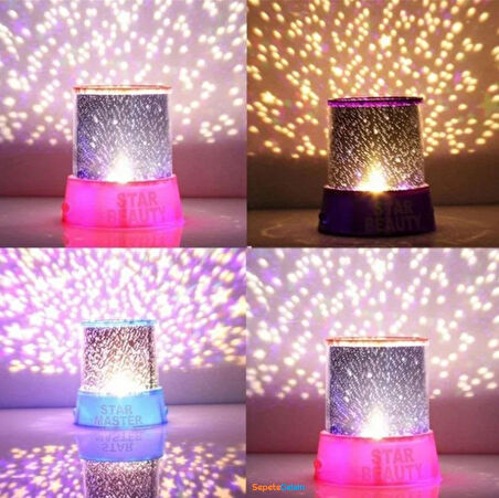 Sepetegelsin Yeni Moda Renkli Yıldızlar Led Gece Işığı Pembe