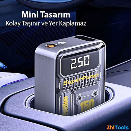 Zhltools 150psi Taşınabilir Araba yüksek güçlü elektrikli kablosuz lastik hava pompası