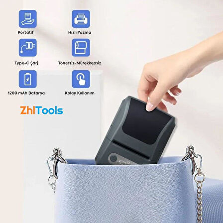 Zhltools Kablosuz Portatif Etiket Yazıcısı