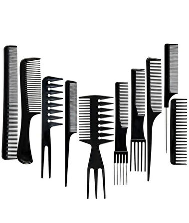 Zhltools 10 Parça Profesyonel Kuaför Tarak Seti - Saç Kesim, Ayırma, Şekillendirme ve Fön Tarağı