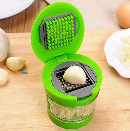 Zhltools 2 Farklı Bıçaklı Hazneli Kapaklı Pratik Sarımsak Soğan Rendesi