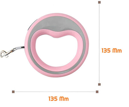 Süslüpati Otomatik Köpek Gezdirme Tasması Pembe 2.5 Metre