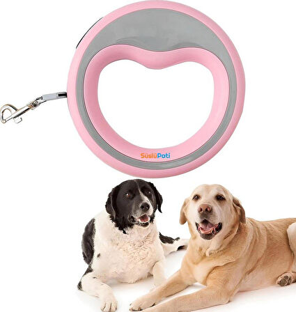 Süslüpati Otomatik Köpek Gezdirme Tasması Pembe 2.5 Metre