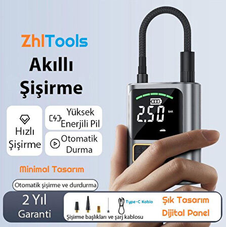 Zhltools ST-5528 Dijital Basınç Göstergeli Oto Lastik Şişirme Pompası Hava Kompresörü