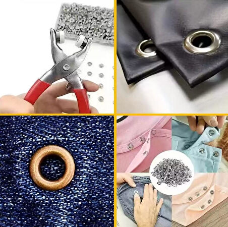 Zhltools 100 adet Paslanmaz Çelik Çıtçıt ve Pense Seti Metal Çıt Çıt Makinesi