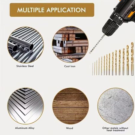 Zhltools 50 Parça Titanyum Kaplama Yüksek Hız Çeliği Matkap Ucu Seti