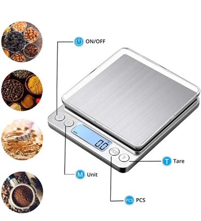 Sepetinegelsin Dijital Hassas Terazi 500 Gr/0.1 Gr. Tartı I-500 Gri