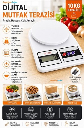 Sepetinegelsin Dijital Hassas Mutfak Terazisi Lcd Ekranlı Baskül