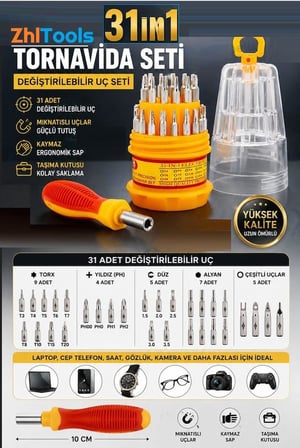 Zhltools 31 Parça Hassas Tornavida Seti