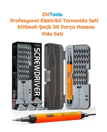 Zhltools Profesyonel Elektrikli Tornavida Seti 600mah Şarjlı 38 Parça Hassas Vida Seti