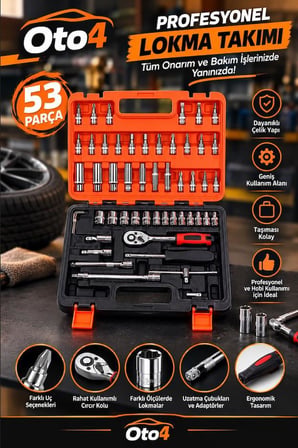Oto4 Germany Cr-v Max 1/4 Cırcırlı 53 Parça Lokma Anahtar Takımı Bits Uç Seti Tam Set
