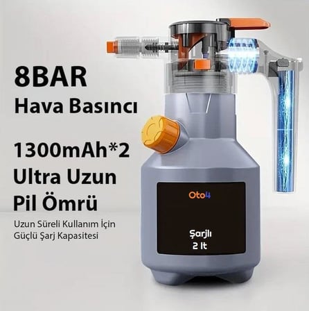 Oto4 2L Yüksek Basınçlı Şarjlı Köpük Makinası Oto Yıkama Pompası Köpük Püskürtücü