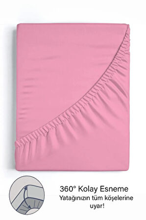 | Ranforce | Pamuklu Tek / Çift Kişilik Pembe Lastikli Çarşaf | 14 Renk | Fıtted |
