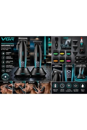 V-889 S2 Profesyonel 9000 RPM Yüksek Hız Metal Gövde Şarjlı Saç ve Sakal Çizim
