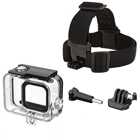 Gopro Hero 10 Hero 9 Muhafaza ve Kafa Bandı 4 Parça Set GO209