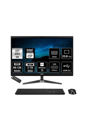 Veriton Ultra 5 125U 96GB 2TB SSD 23.8" FHD W11P All in One Bilgisayar & PER4 USB