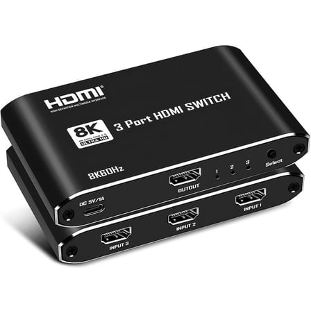 Gplus 8K321 3 Port 8K HDMI 2.1 8K 60Hz 4K 120Hz 1080P 240 Hz HDR 10 HDCP 2.3 EDID CEC Destekli Metal Switch