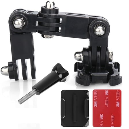 Gplus GP15VK 4 Parça Aksiyon Kamera Uyumlu Oval Zemin Kavisli Yüzey Vidalı 4 Yollu 13 cm Hızlı Tak 3M Yapışkanlı Uzatma Motor Kask Bağlantı Seti