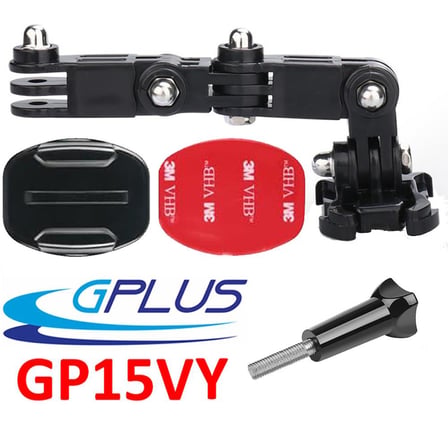Gplus GP15VY 4 Parça Aksiyon Kamera Uyumlu Flat Zemin Düz Yüzey Vidalı 4 Yollu Hızlı Tak 3M Yapışkan Uzatma Motor Kask Bağlantı Seti