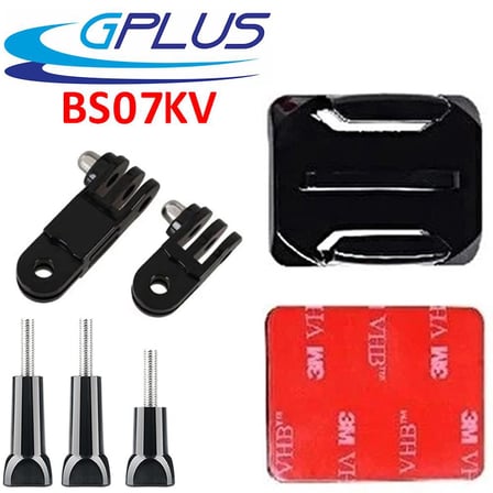 Gplus BS07KV 7 Parça Oval Zemin Kavisli Yüzey Vidalı 3 Yollu Aksiyon Kamera Uyumlu 3M Yapışkan Motor Kask Bağlantı Seti