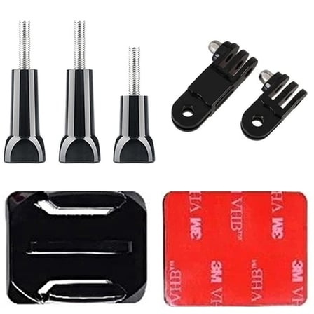 Gplus BS07KV 7 Parça Oval Zemin Kavisli Yüzey Vidalı 3 Yollu Aksiyon Kamera Uyumlu 3M Yapışkan Motor Kask Bağlantı Seti