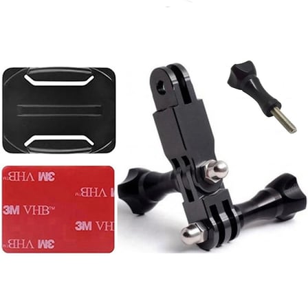 Gplus BS07KV 7 Parça Oval Zemin Kavisli Yüzey Vidalı 3 Yollu Aksiyon Kamera Uyumlu 3M Yapışkan Motor Kask Bağlantı Seti
