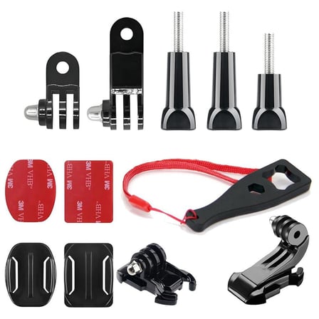 Gplus BS13KYVJHS 13 Parça Oval Eğimli Yüzey ve Flat Düz Zemin Hızlı Tak J-Hook 3 Yollu Aksiyon Kamera Uyumlu 3M Yapışkan Motor Kask Bağlantı Seti
