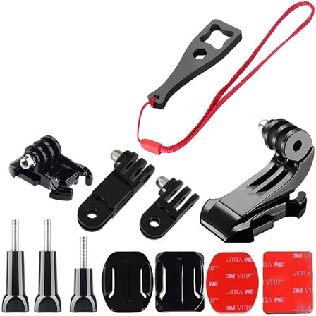 Gplus BS13KYVJHS 13 Parça Oval Eğimli Yüzey ve Flat Düz Zemin Hızlı Tak J-Hook 3 Yollu Aksiyon Kamera Uyumlu 3M Yapışkan Motor Kask Bağlantı Seti