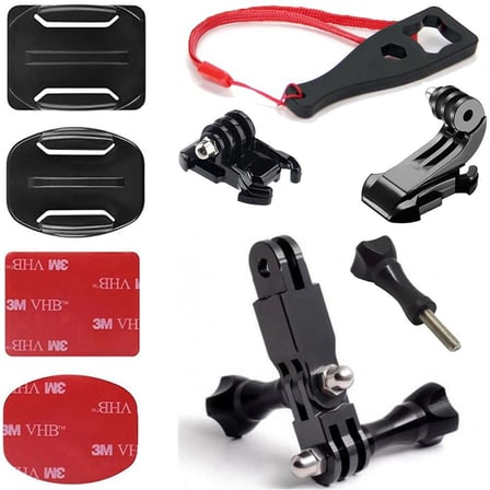 Gplus BS13KYVJHS 13 Parça Oval Eğimli Yüzey ve Flat Düz Zemin Hızlı Tak J-Hook 3 Yollu Aksiyon Kamera Uyumlu 3M Yapışkan Motor Kask Bağlantı Seti