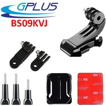 Gplus BS08KVJ 8 Parça Oval Zemin Kavisli Yüzey Vidalı J-Hook 3 Yollu Aksiyon Kamera Uyumlu 3M Yapışkan Motor Kask Bağlantı Seti