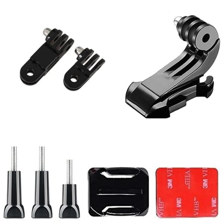 Gplus BS08KVJ 8 Parça Oval Zemin Kavisli Yüzey Vidalı J-Hook 3 Yollu Aksiyon Kamera Uyumlu 3M Yapışkan Motor Kask Bağlantı Seti