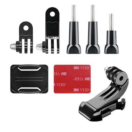 Gplus BS08KVJ 8 Parça Oval Zemin Kavisli Yüzey Vidalı J-Hook 3 Yollu Aksiyon Kamera Uyumlu 3M Yapışkan Motor Kask Bağlantı Seti