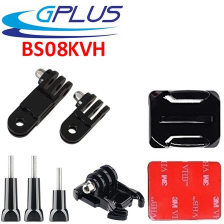 Gplus BS08KVH 8 Parça Oval Zemin Kavisli Yüzey Vidalı Hızlı Tak 3 Yollu Aksiyon Kamera Uyumlu 3M Yapışkan Motor Kask Bağlantı Seti