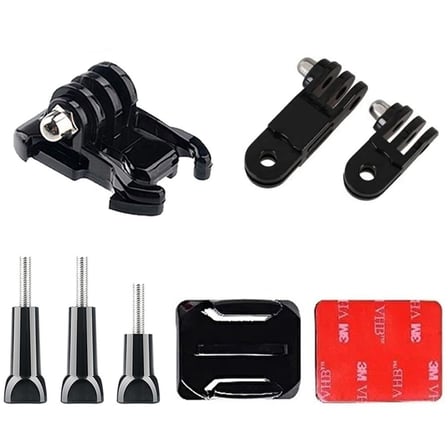 Gplus BS08KVH 8 Parça Oval Zemin Kavisli Yüzey Vidalı Hızlı Tak 3 Yollu Aksiyon Kamera Uyumlu 3M Yapışkan Motor Kask Bağlantı Seti