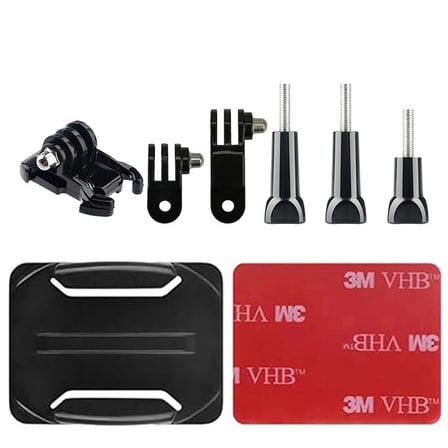 Gplus BS08KVH 8 Parça Oval Zemin Kavisli Yüzey Vidalı Hızlı Tak 3 Yollu Aksiyon Kamera Uyumlu 3M Yapışkan Motor Kask Bağlantı Seti