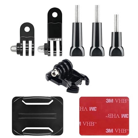 Gplus BS08KVH 8 Parça Oval Zemin Kavisli Yüzey Vidalı Hızlı Tak 3 Yollu Aksiyon Kamera Uyumlu 3M Yapışkan Motor Kask Bağlantı Seti